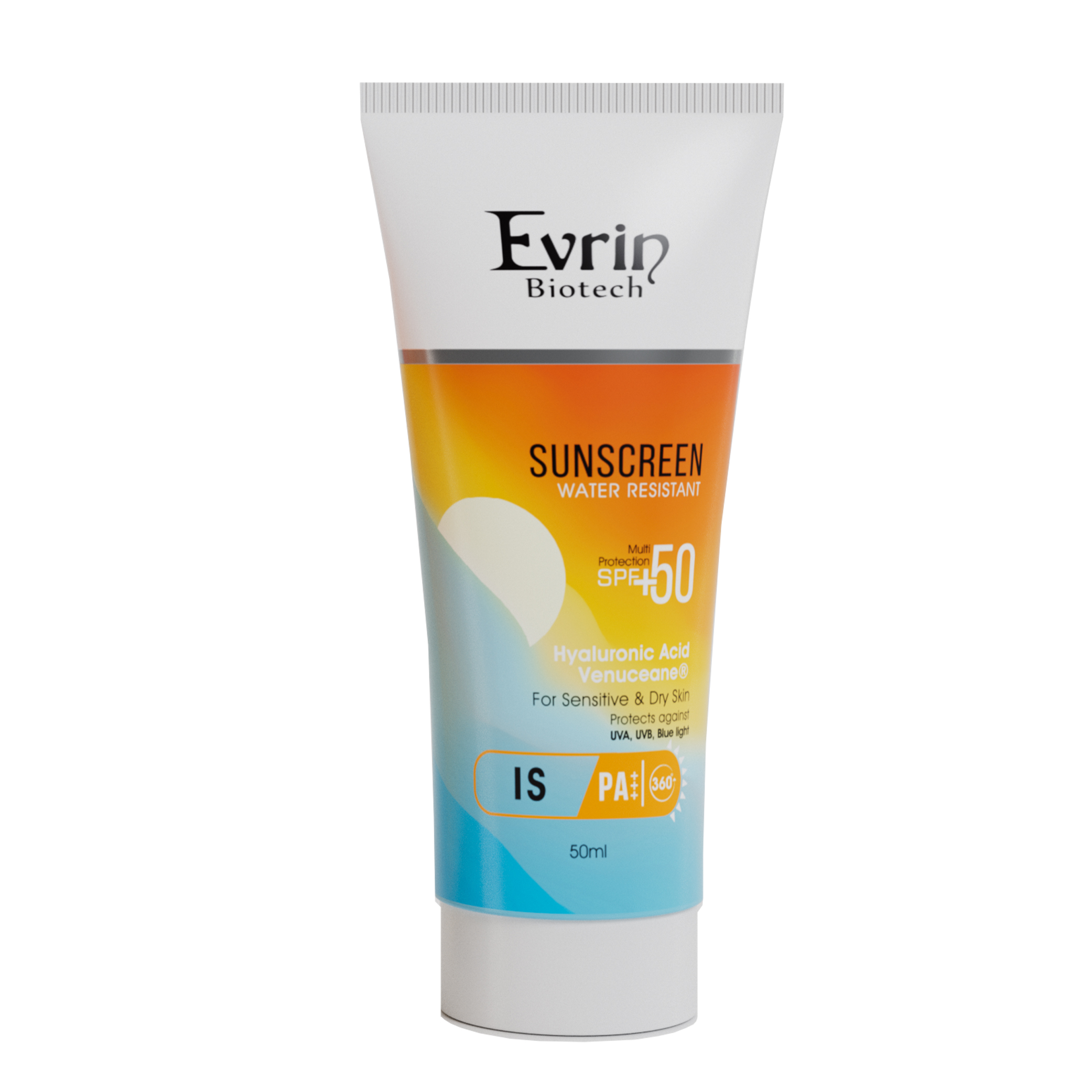 کرم ضد آفتاب پوست خشک و حساس بی رنگ SPF50 اورین بیوتک 50 میل